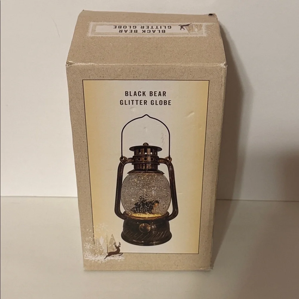 Cracker Barrel. Rustic Bronze Lantern with Bear Design (Plastic) Glitter Globe.